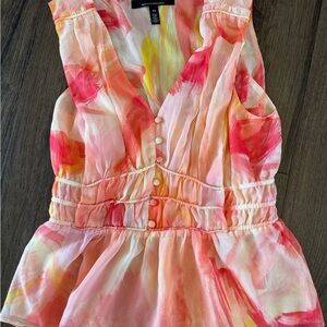 White House Black Market Pink and Orange Blouse